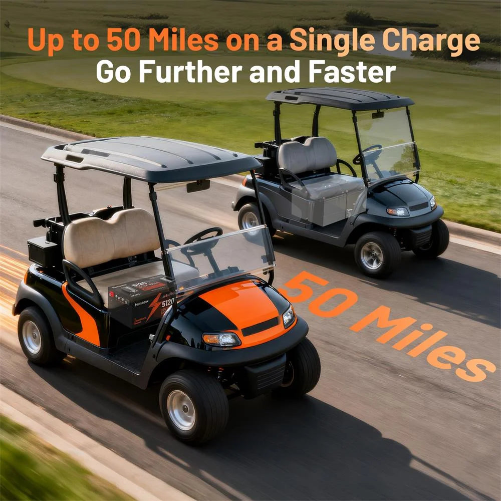 Humsienk - 48V (51.2V) 100Ah - 5.12KWh - Golf Cart Bluetooth LiFePO4 Battery with 200A BMS V2
