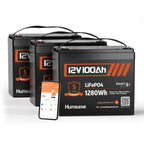 Humsienk 12V 100Ah Bluetooth LiFePO4 Battery with Smart App for Solar
