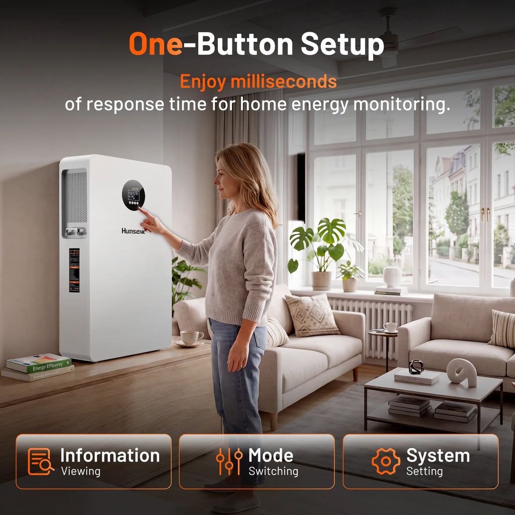 Humsienk 5kW 5.12kWh All-In-One Solar System (5kW Pure Sine Wave Inverter + 5.12kWh LiFePO4 Battery) with <20ms UPS for Home Power Backup