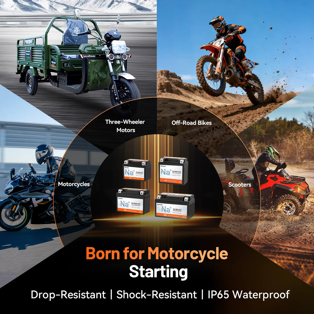 Humsienk 12V YTX4A/YTX5A/YTX7A Sodium-Ion Motorcycle Battery with High CCA for Scooter & Bike