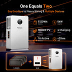Humsienk 5kW 5.12kWh All-In-One Solar System (5kW Pure Sine Wave Inverter + 5.12kWh LiFePO4 Battery) with <20ms UPS for Home Power Backup