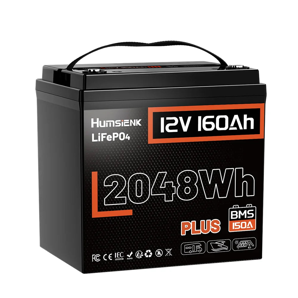 Humsienk 12V 160Ah LiFePO4 Battery with 150A BMS Plus for Solar & Heavy Home Power