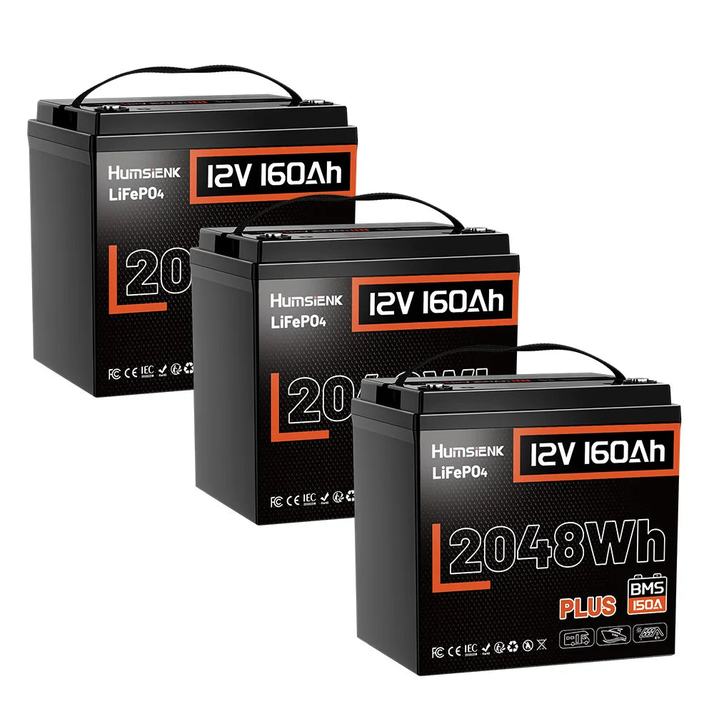 Humsienk 12V 160Ah LiFePO4 Battery with 150A BMS Plus for Solar & Heavy Home Power