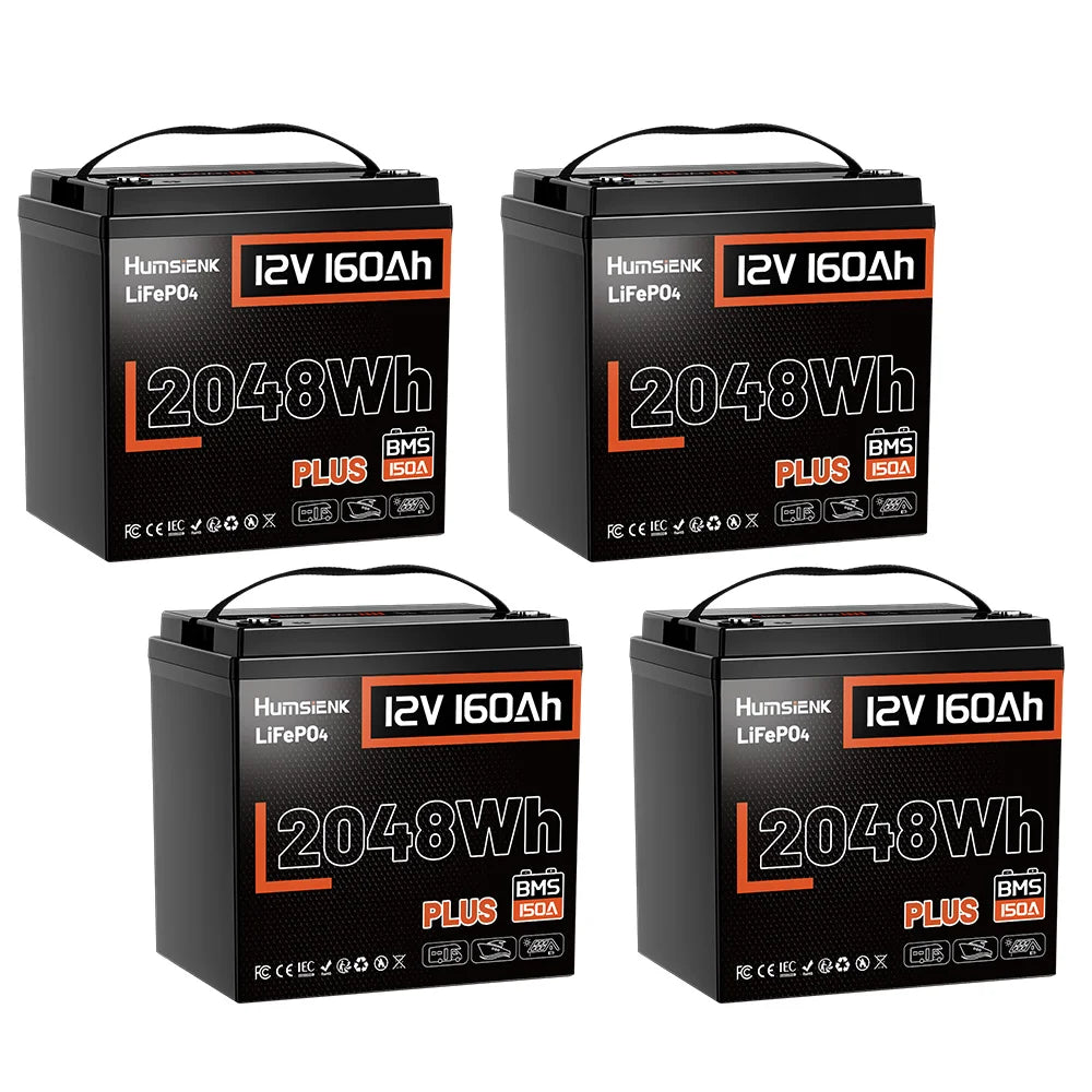 Humsienk 12V 160Ah LiFePO4 Battery with 150A BMS Plus for Solar & Heavy Home Power