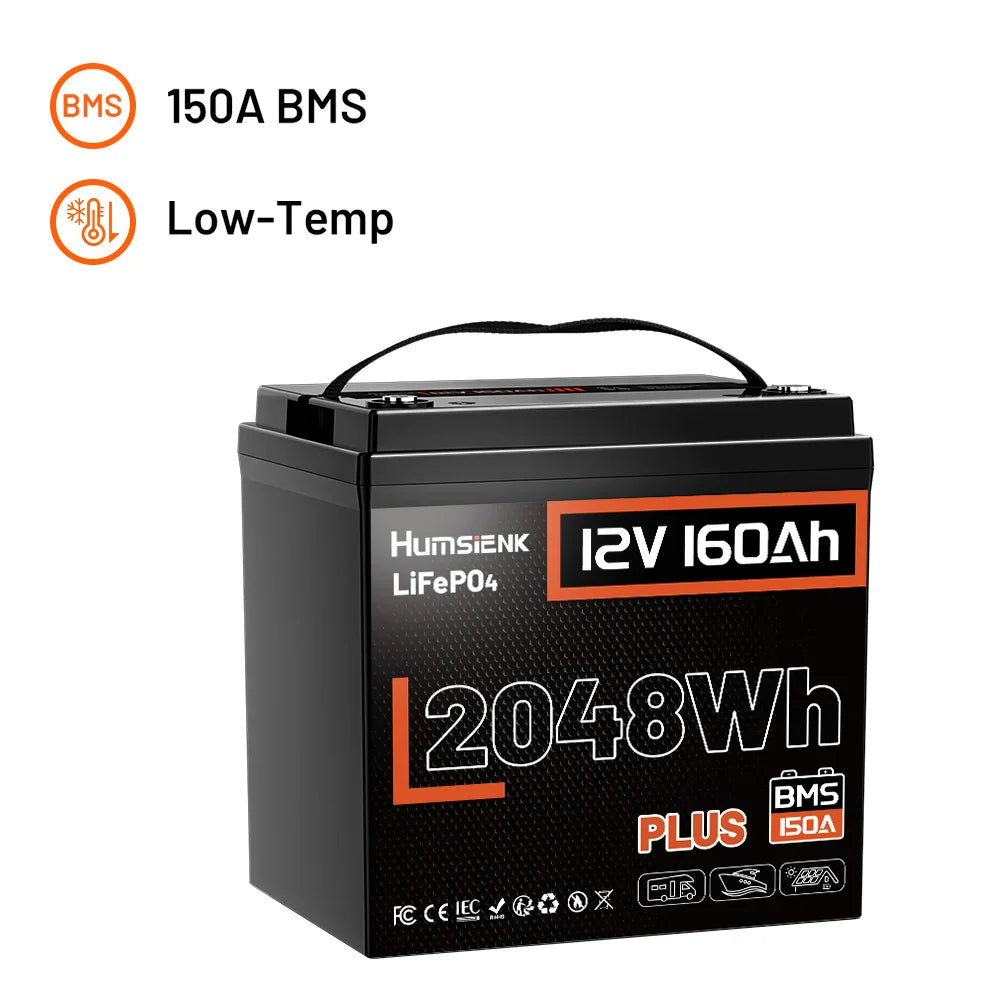 Humsienk 12V 160Ah LiFePO4 Battery with 150A BMS Plus for Solar & Heavy Home Power