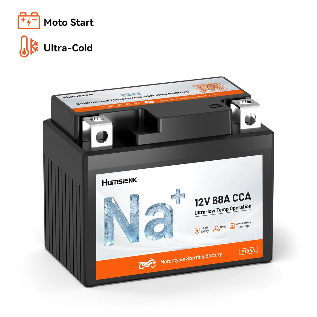Humsienk 12V YTX4A/YTX5A/YTX7A Sodium-Ion Motorcycle Battery with High CCA for Scooter & Bike