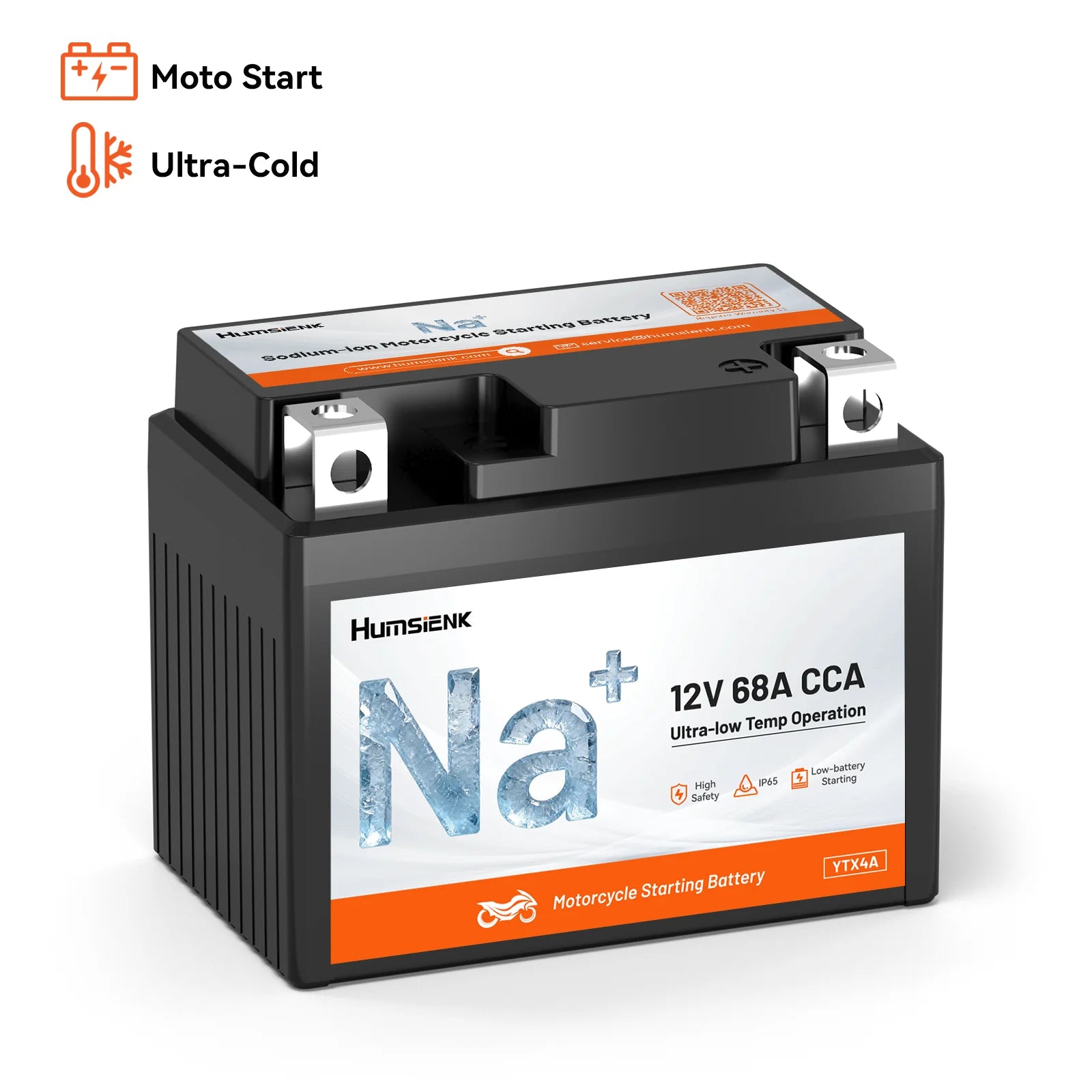 Humsienk 12V YTX4A/YTX5A/YTX7A Sodium-Ion Motorcycle Battery with High CCA for Scooter & Bike