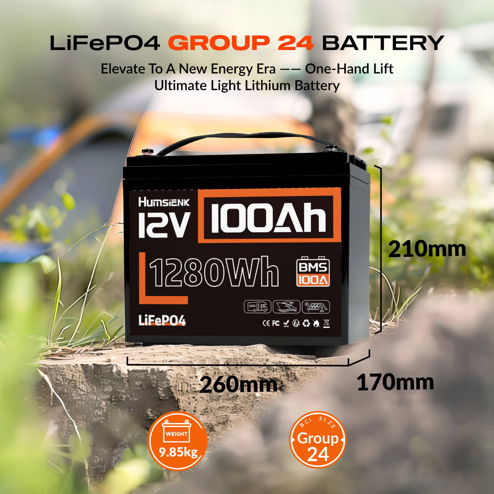 Humsienk 12V 100Ah LiFePO4 Lithium Battery, Best Lead-Acid