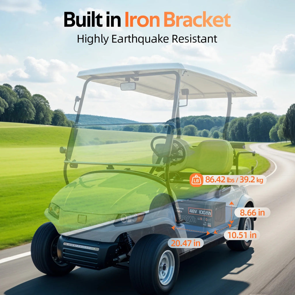 Humsienk 48V 100Ah Bluetooth LiFePO4 Battery 5.12kWh for Golf Carts V1