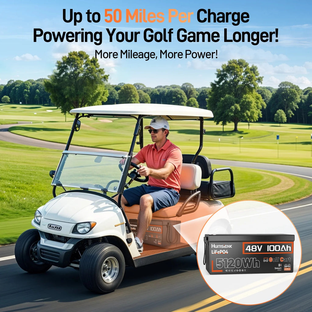 Humsienk 48V 100Ah Bluetooth LiFePO4 Battery 5.12kWh for Golf Carts V1